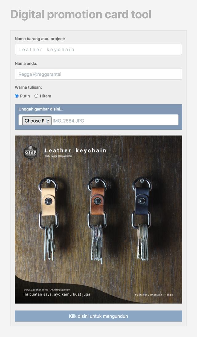 regga rantai digital promotion card tool sample